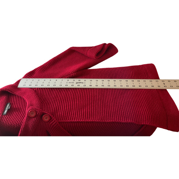 I.N. Studio Women's XL Red Knit Sweater Cotton Acrylic Button Detail Open Back - Picture 6 of 10